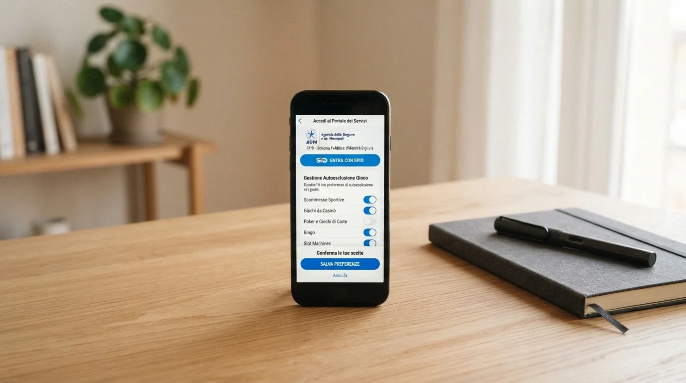 La schermata di accesso al portale RUA tramite SPID su iPhone, con le opzioni di autoesclusione visibili
