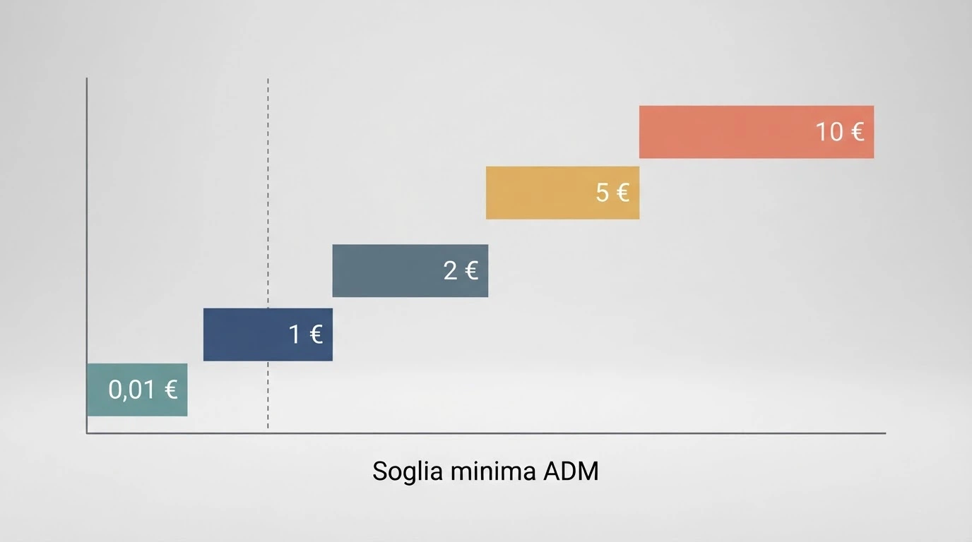 Una schermata comparativa stilizzata con i loghi dei casinò ADM affiancati alla soglia di deposito minima