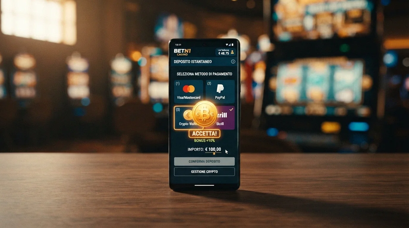 Un wallet di criptovalute su smartphone mostra una transazione BNB in uscita verso l'indirizzo di deposito di un casinò online