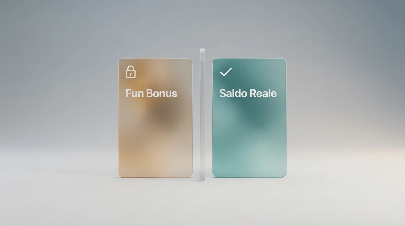 Rappresentazione grafica del saldo bonus bloccato accanto al saldo reale prelevabile in un casinò online