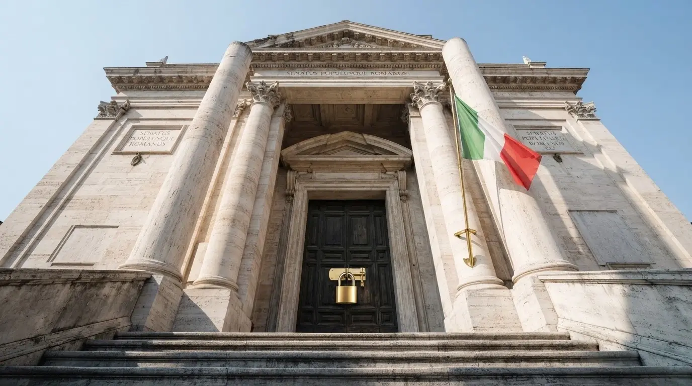 Il logo ufficiale dell'ADM (Agenzia delle Dogane e dei Monopoli) accanto a un lucchetto e alla bandiera italiana, stile istituzionale