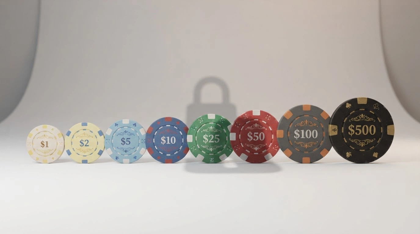 Monete da 1, 2, 5, 10 e 20 centesimi e da 1 e 2 euro allineate su un piano, con l'ombra di un lucchetto che cade solo sulle monete da 5 euro in su