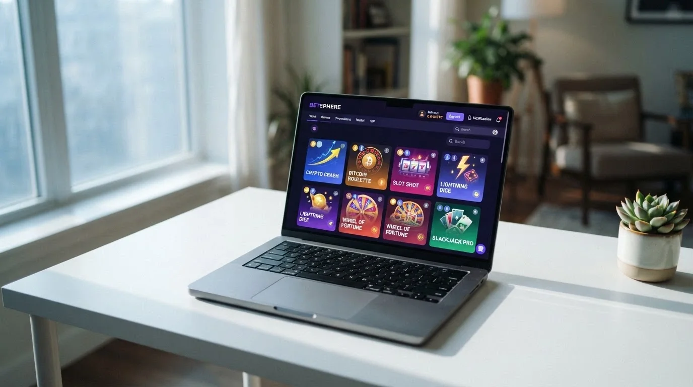 Un'interfaccia moderna di un casinò crypto appena lanciato, con la grafica pulita e la data di fondazione in evidenza