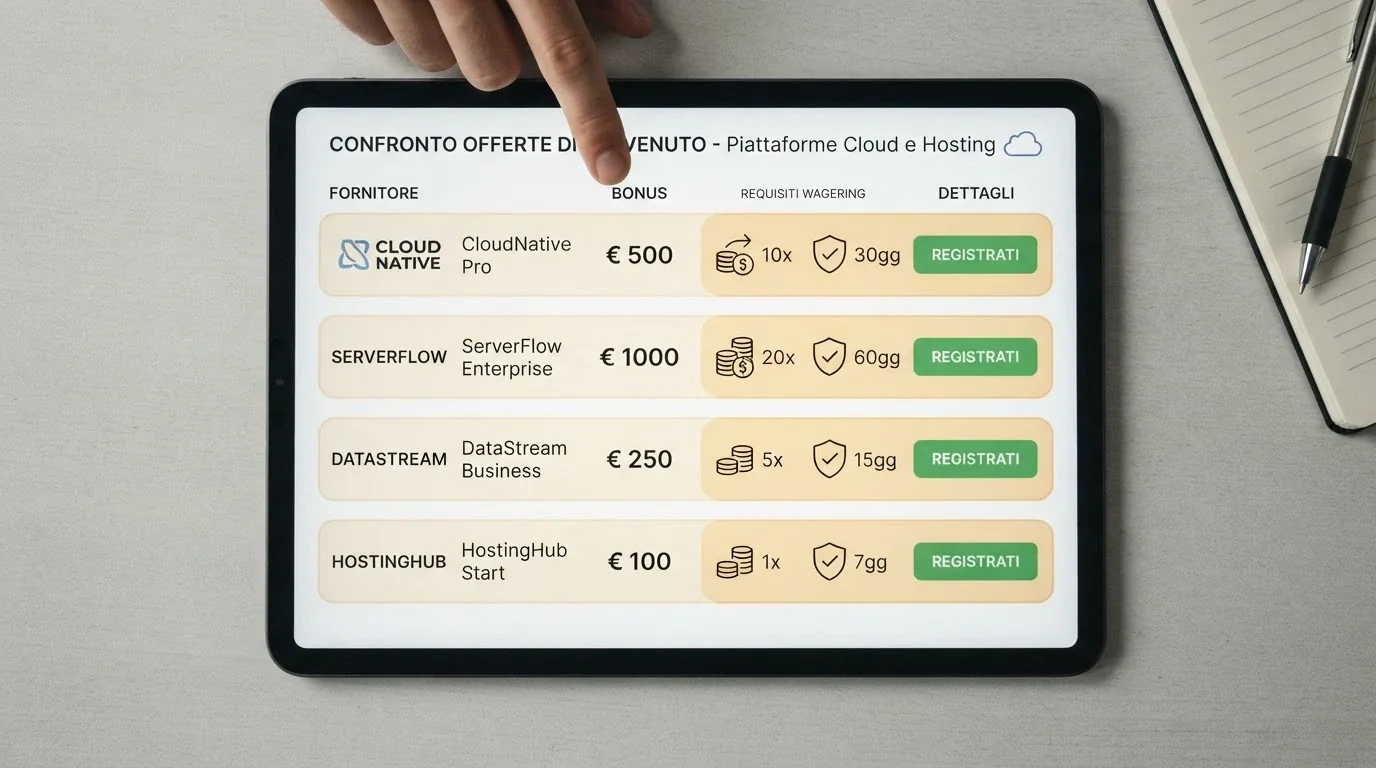 Una schermata di confronto affiancato tra le offerte di compleanno di diversi casinò italiani, con importi e condizioni in evidenza