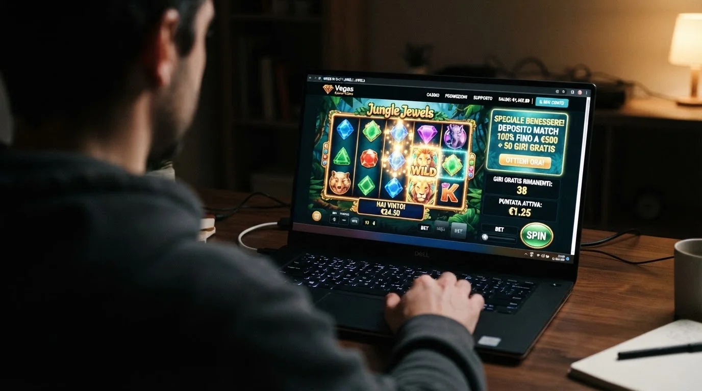 Schermata che mostra un'offerta combinata: bonus sul deposito più un numero di giri gratuiti su slot selezionate