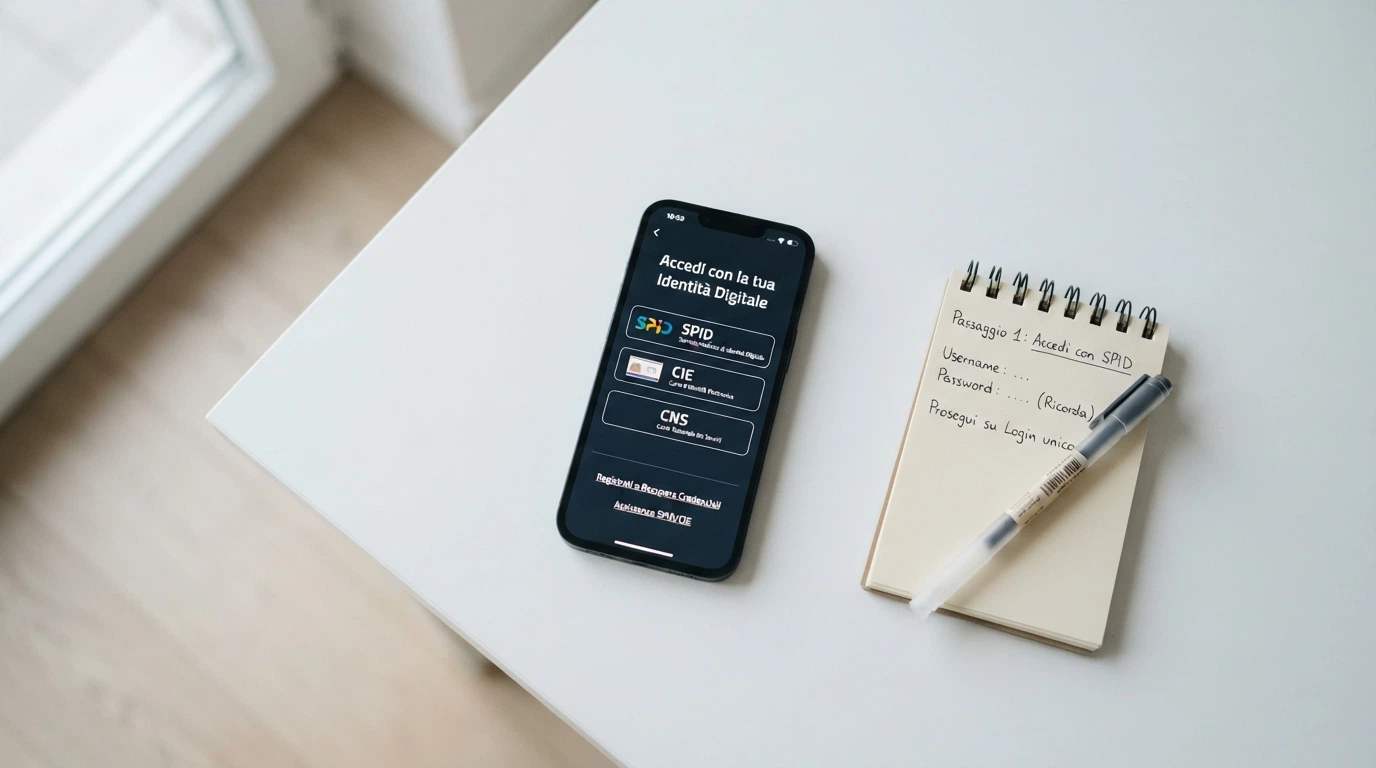 La sequenza di autenticazione SPID: selezione dell'Identity Provider, inserimento credenziali, ricezione OTP sul telefono