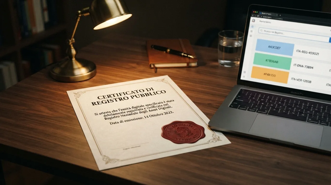 Un documento ufficiale con sigillo e timbro ADM appoggiato su una scrivania, accanto alla schermata dell'elenco concessionari sul sito adm.gov.it