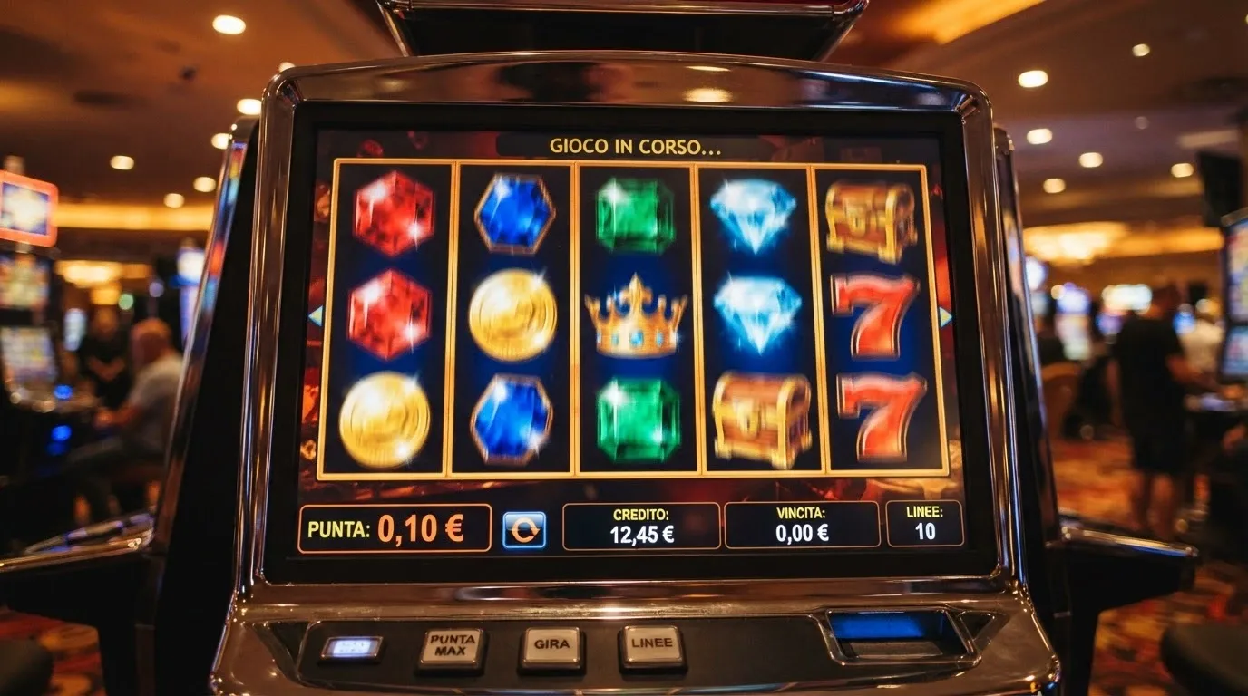I rulli di una slot online con l'indicatore della puntata fermo su 0,10 € e il titolo del gioco visibile nella cornice superiore